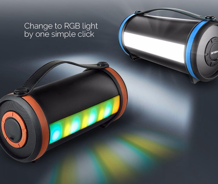 Outdoor Drum Portable LED Light LAMP Bluetooth Speaker S22C (Black Brown)